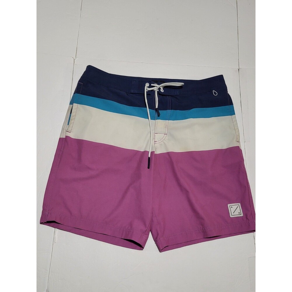American Eagle mens Large swim trunks Board Shorts striped blue purple